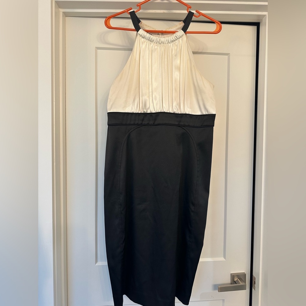 Elegant Black and White Halter Dress